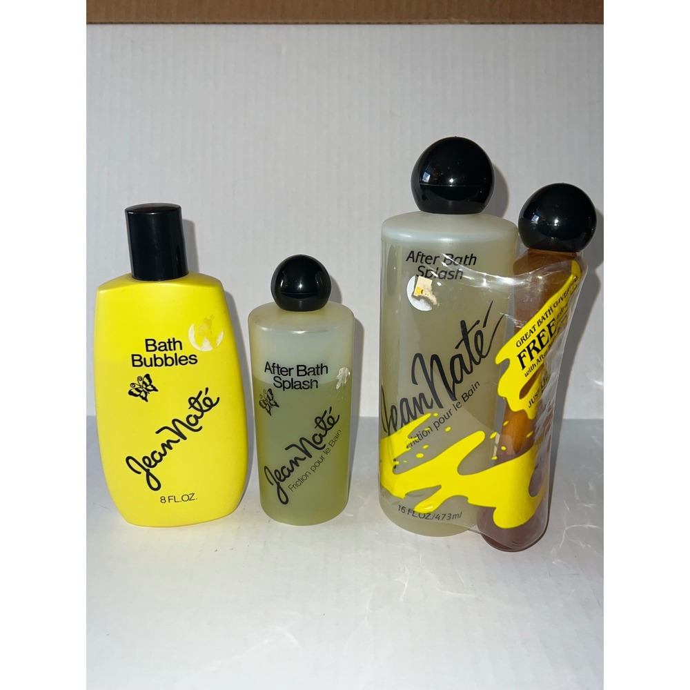 Vintage Jean Nate After Bath Splash Friction Pour Le Bain & Bath Bubbles Set 4pc